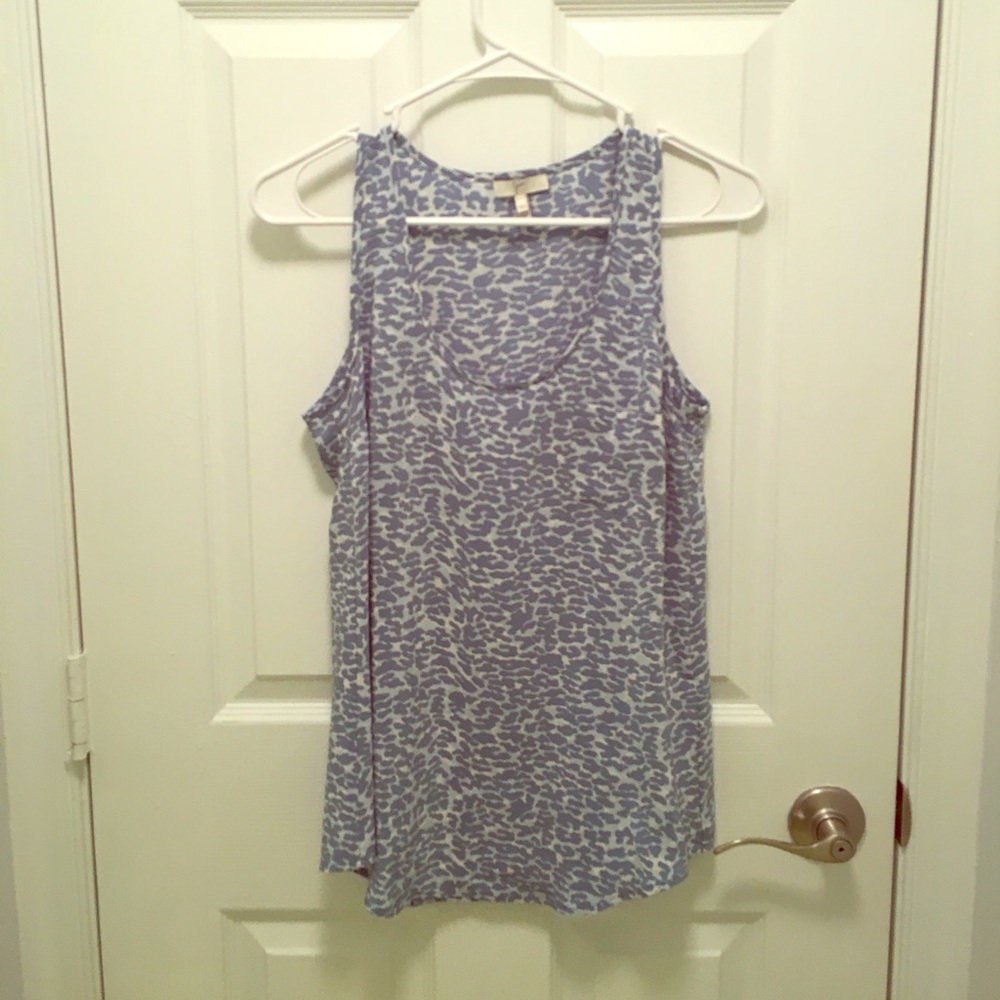 Joie blue cheetah print silk top